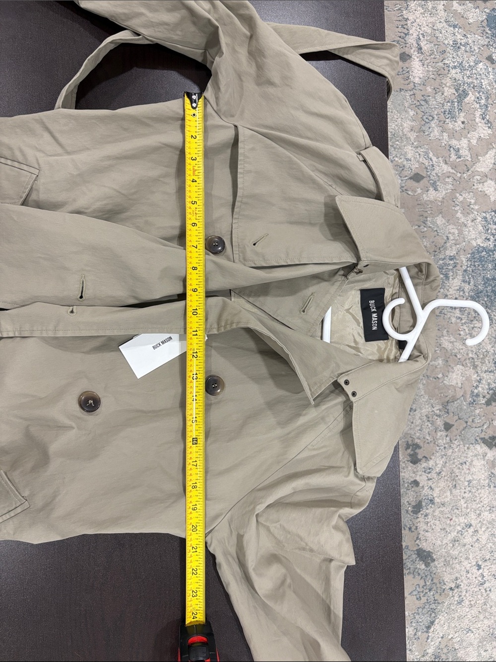Buck Mason Dried Olive Signature Trench Coat Belted XS Retail $598 NWT - Picture 16 of 16